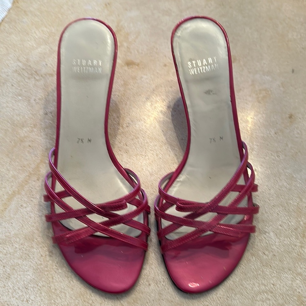 Stuart Weitzman Sandals In Fuchsia Patent Leather… - image 1